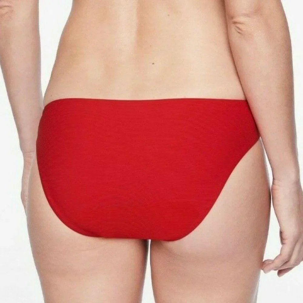 Athleta CloudBreak Rib Bottoms‎ Red Mid Rise Womens Size L NEW $49